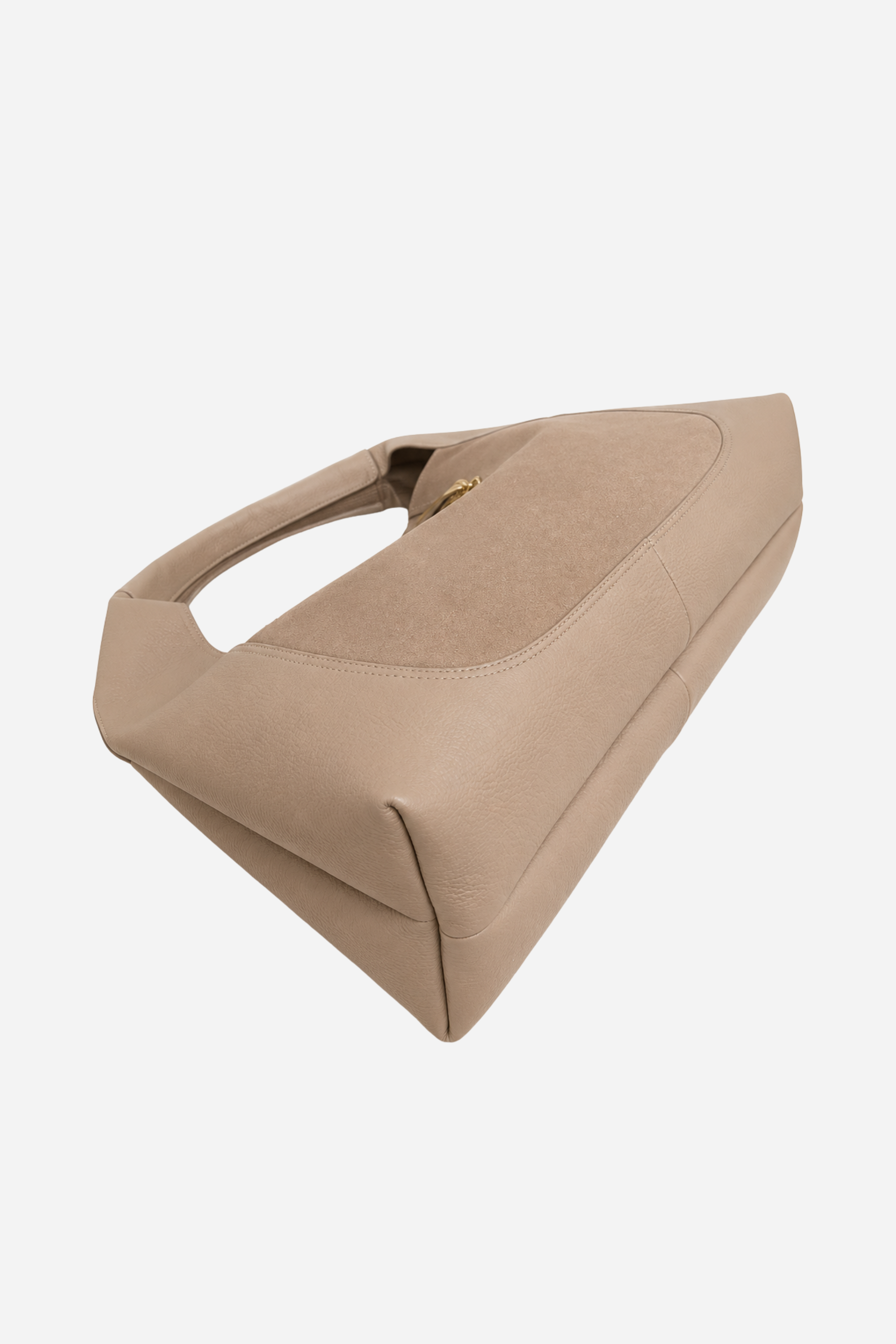 Sloane Large Suede Leather Saddle Bag - Taupe