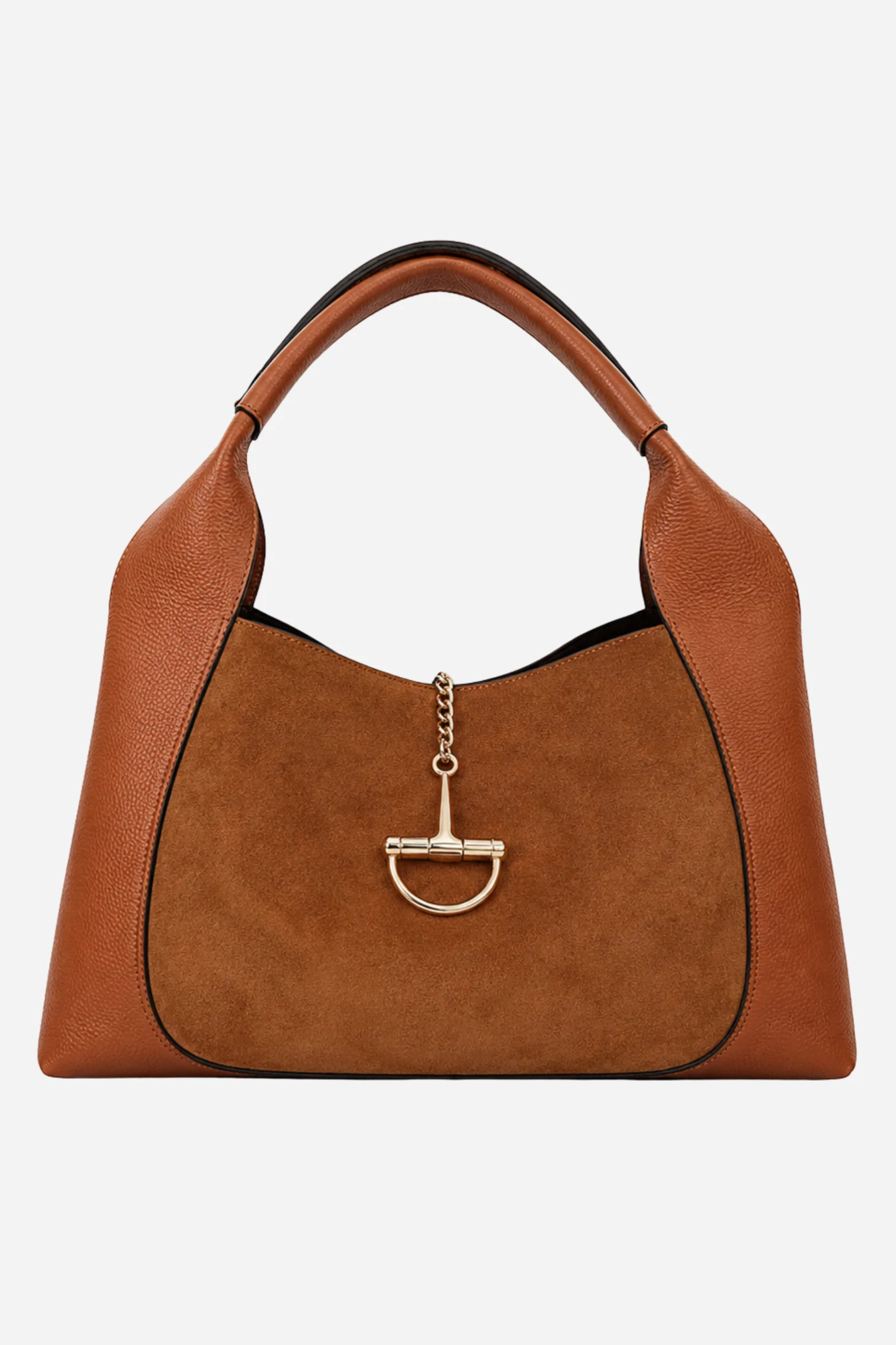 Sloane Large Suede Leather Saddle Bag - Cognac