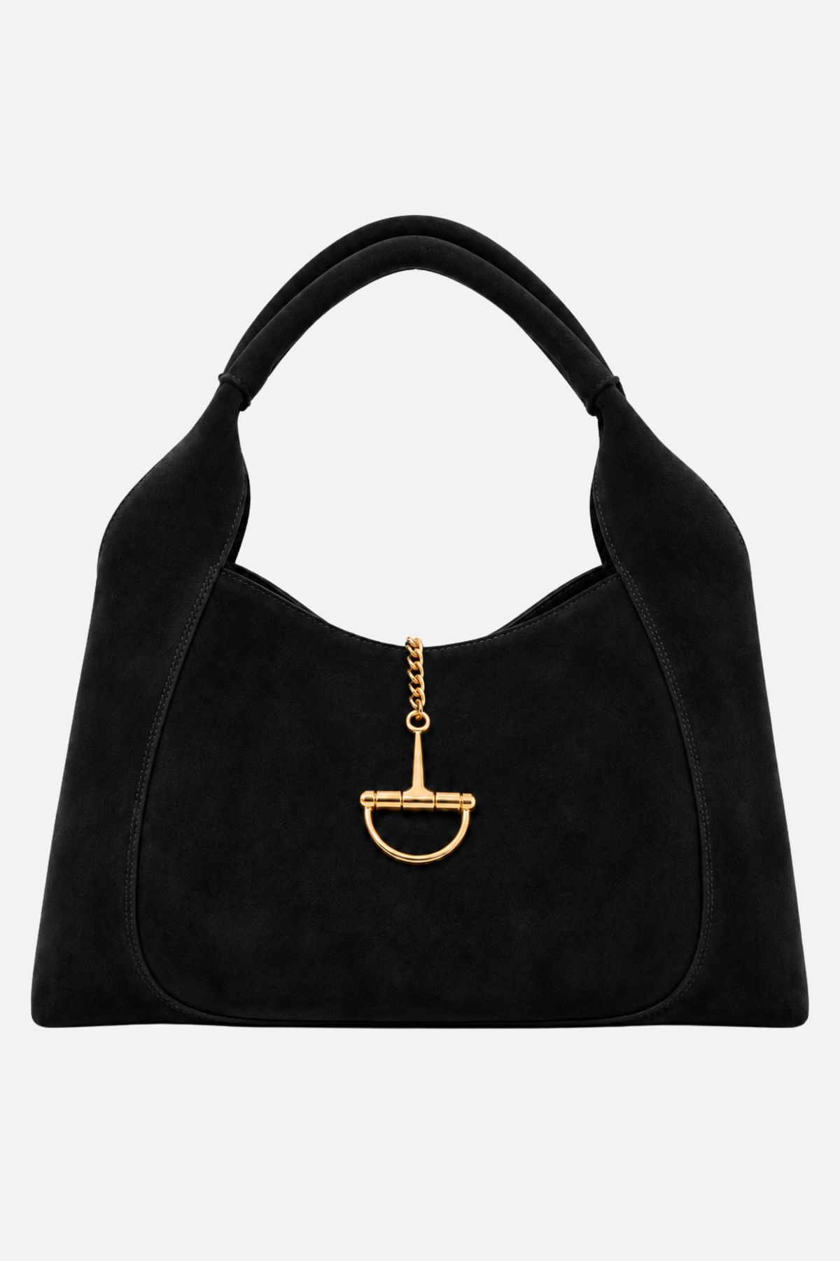 Sloane Large Suede Saddle Bag - Black