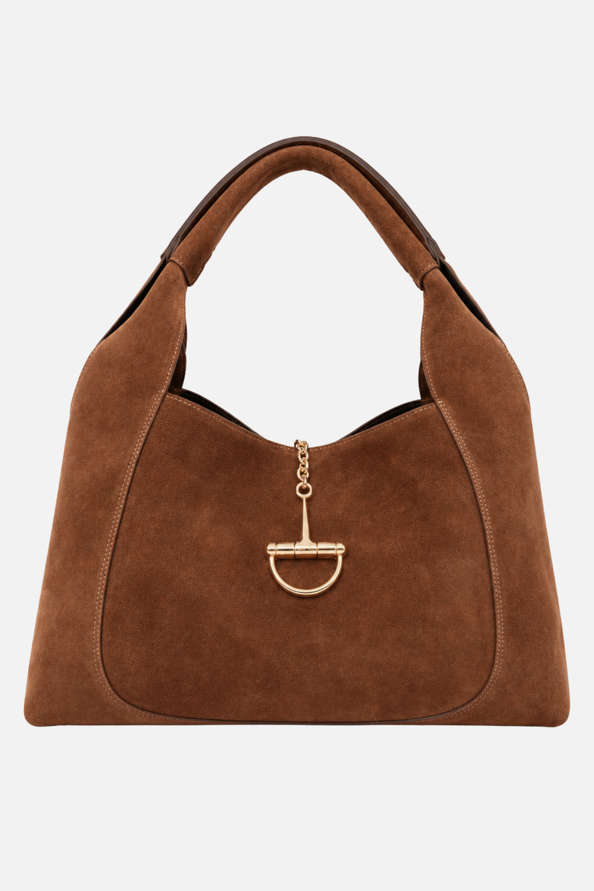 Sloane Large Suede Saddle Bag - Brown