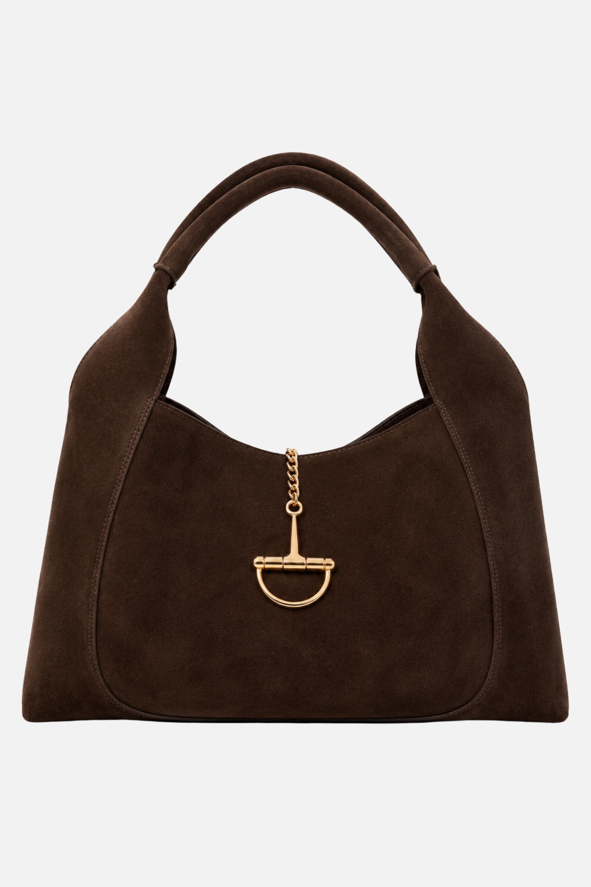 Sloane Large Suede Saddle Bag - Dark Chocolate