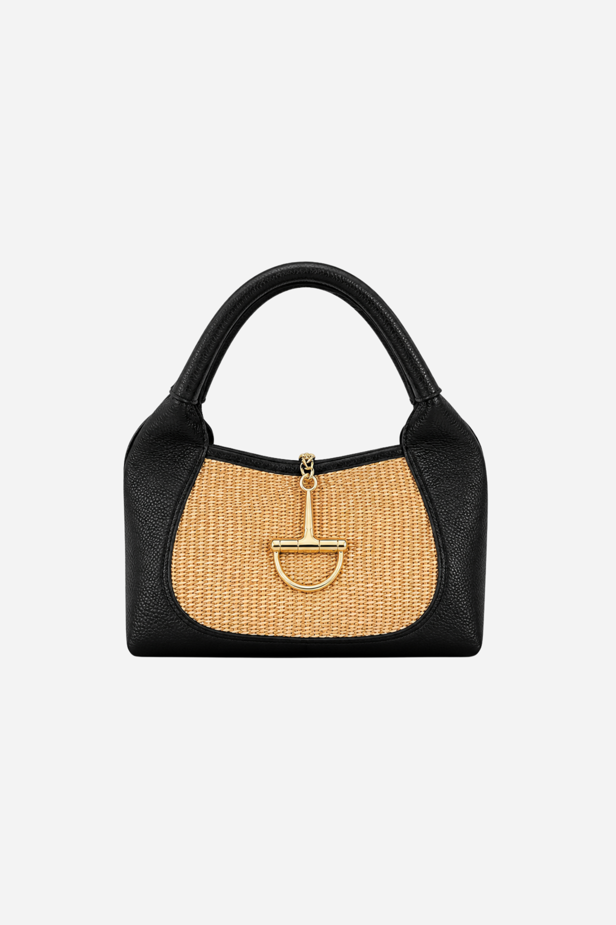 Sloane Small Raffia Saddle Bag - Black