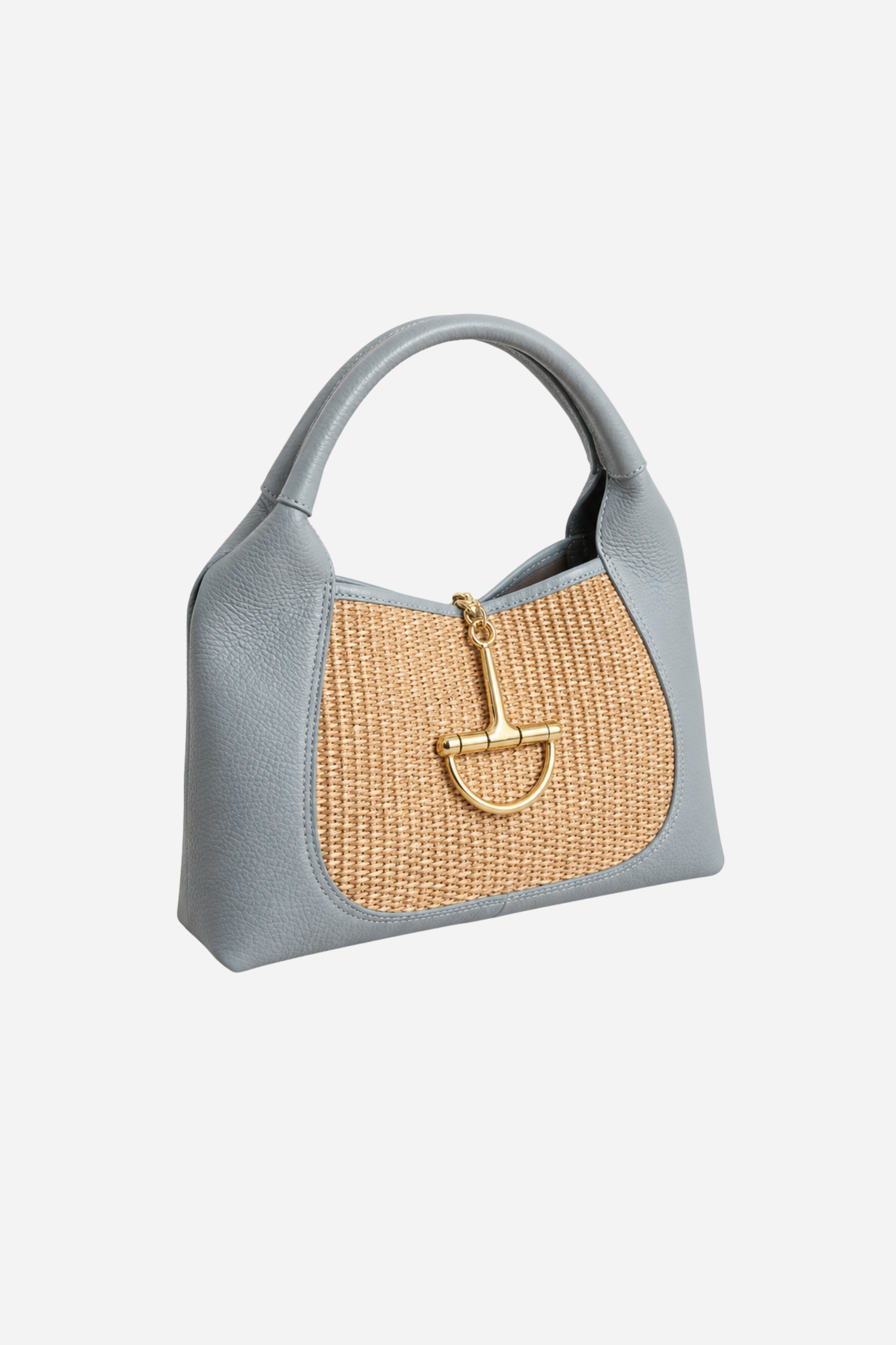 Sloane Small Raffia Saddle Bag - Capri Blue