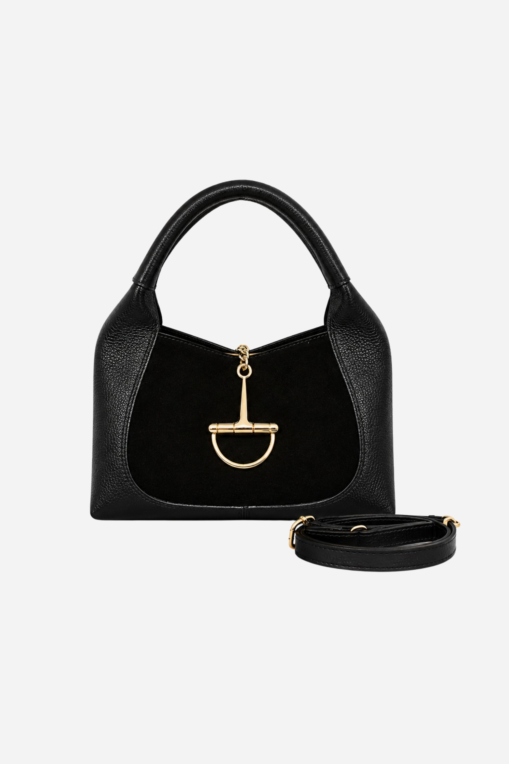 Sloane Small Suede Saddle Bag - Black