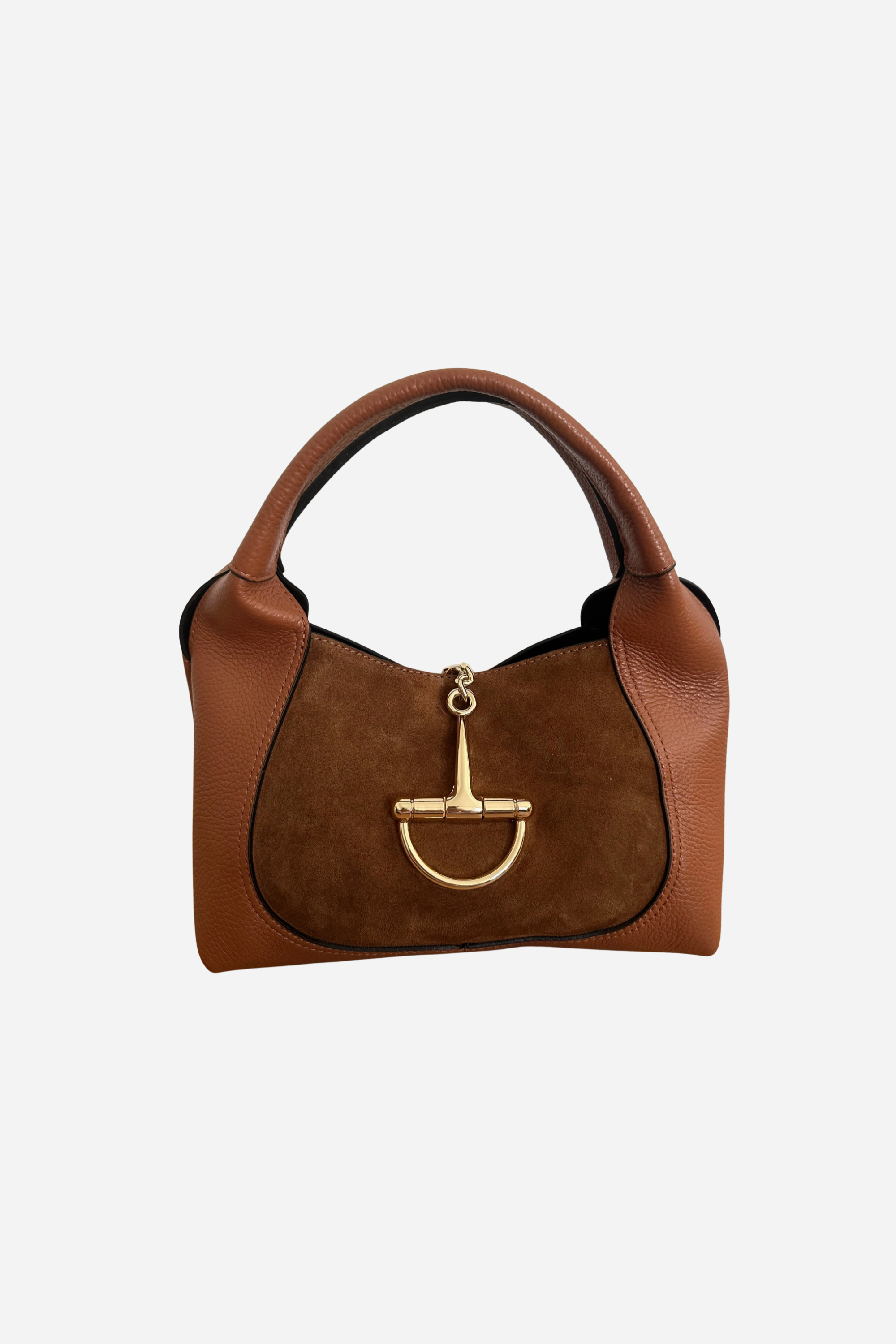 Sloane Small Suede Saddle Bag - Cognac