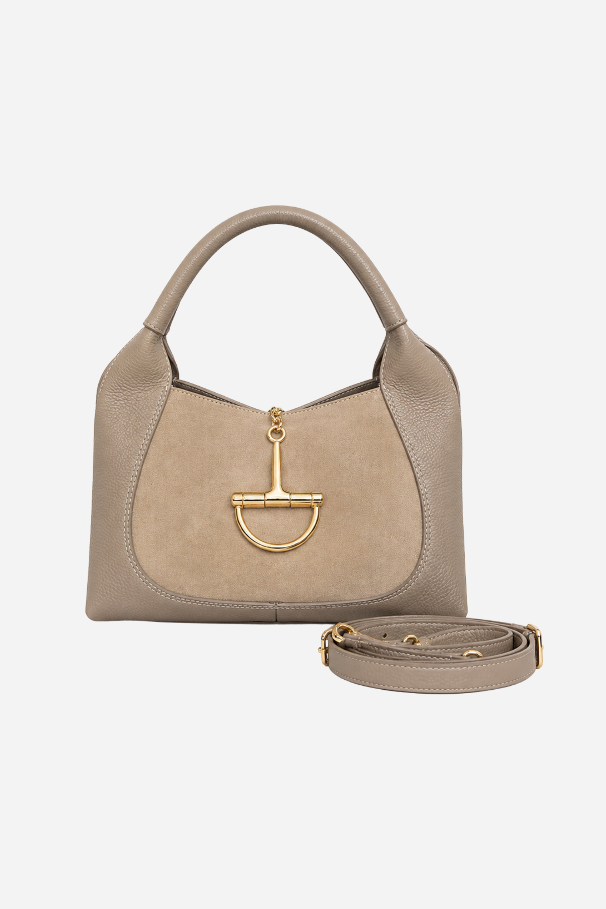 Sloane Small Suede Saddle Bag - Taupe