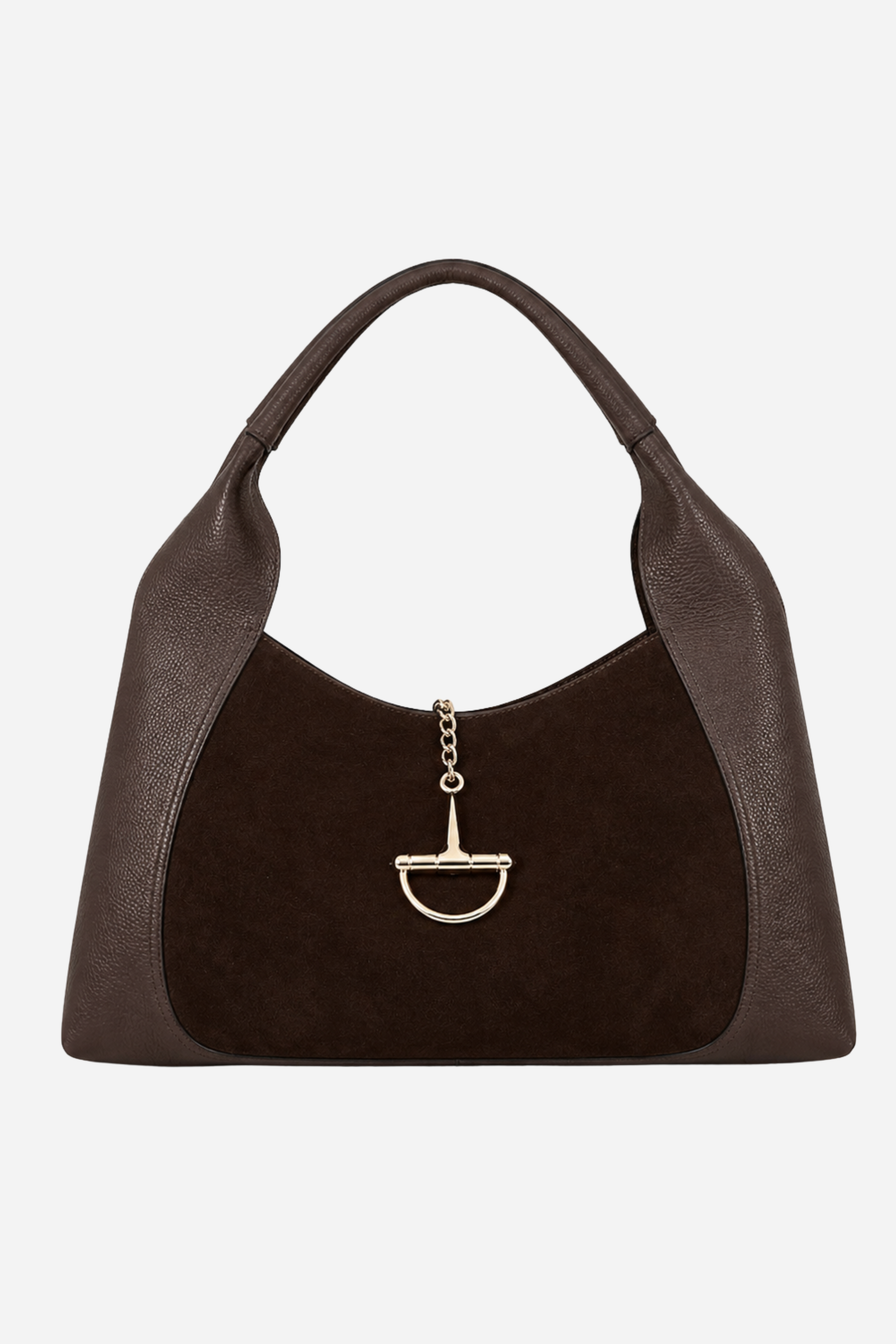 Sloane Large Suede Leather Saddle Bag - Dark Chocolate