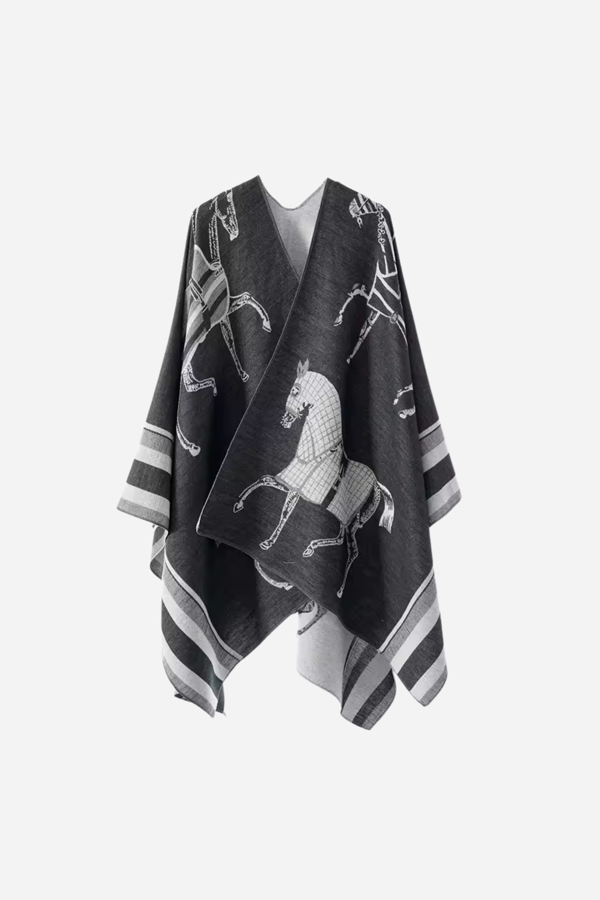 St. Moritz Equestrian Poncho - Charcoal
