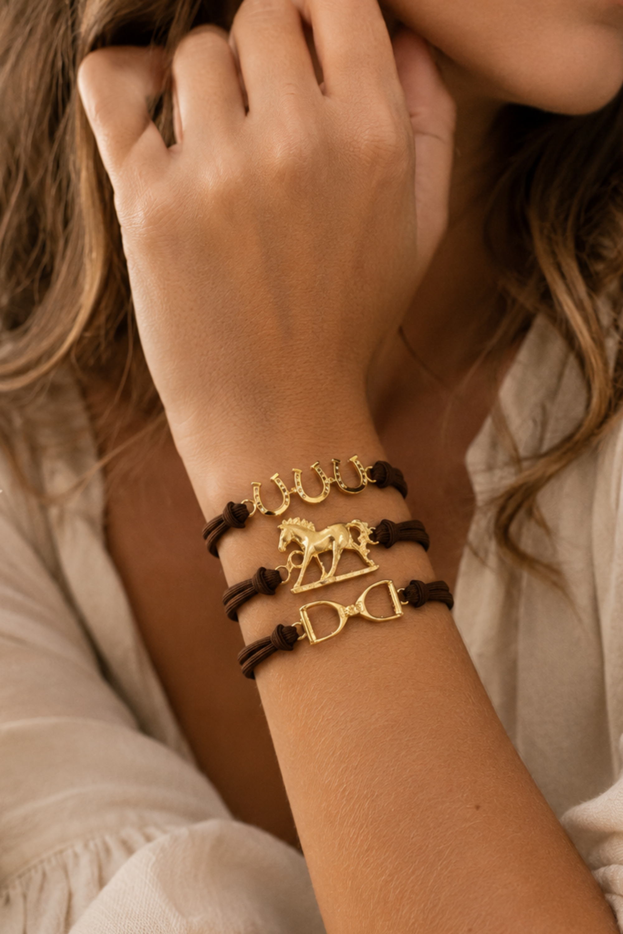 Saddle Chic Hair Tie Set - Brunette