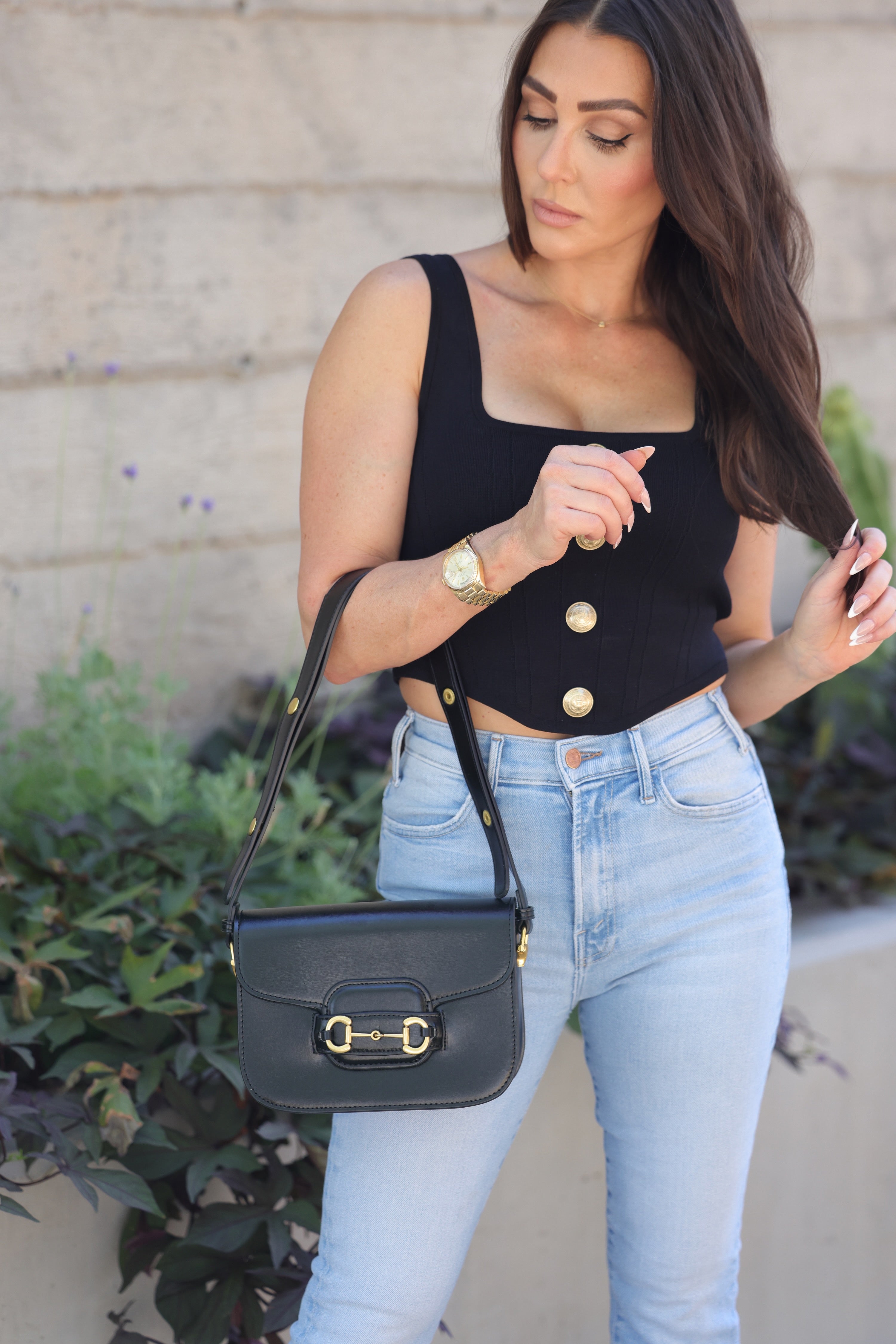 stylish equestrian stassi vegan leather horse bit shoulder bag