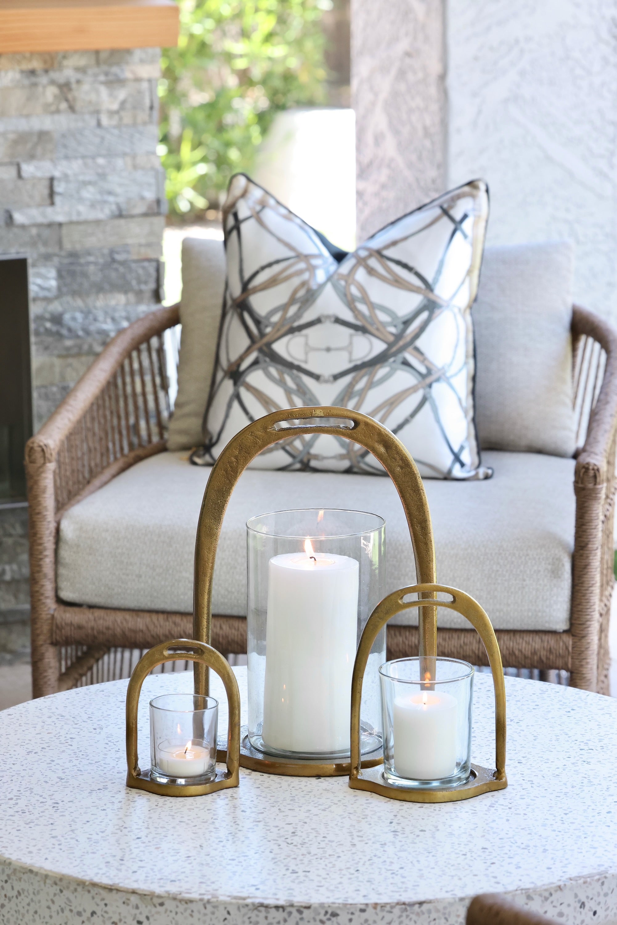 thg stylish equestrian stirrup hurricane candle holder