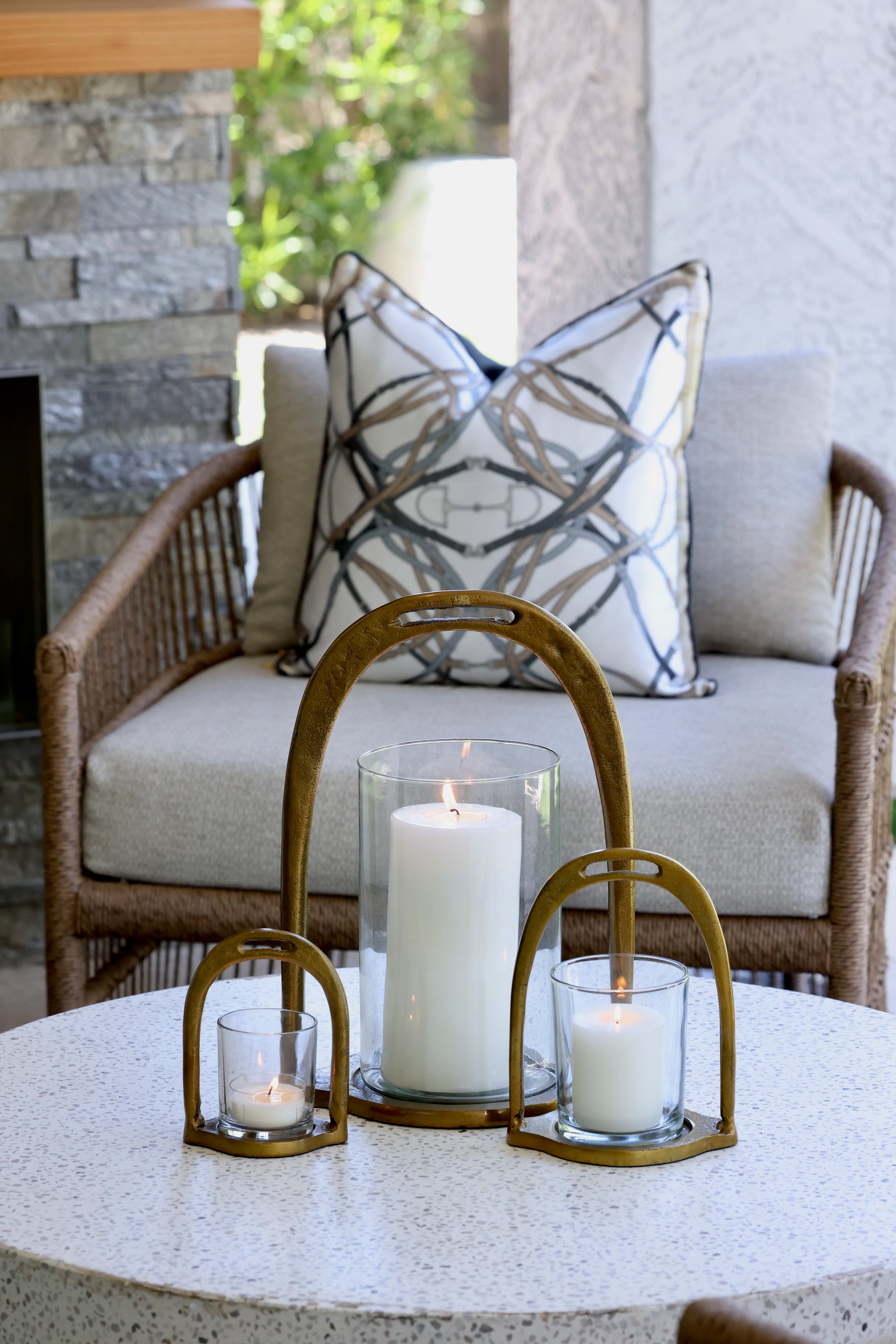 thg stylish equestrian stirrup hurricane candle holder