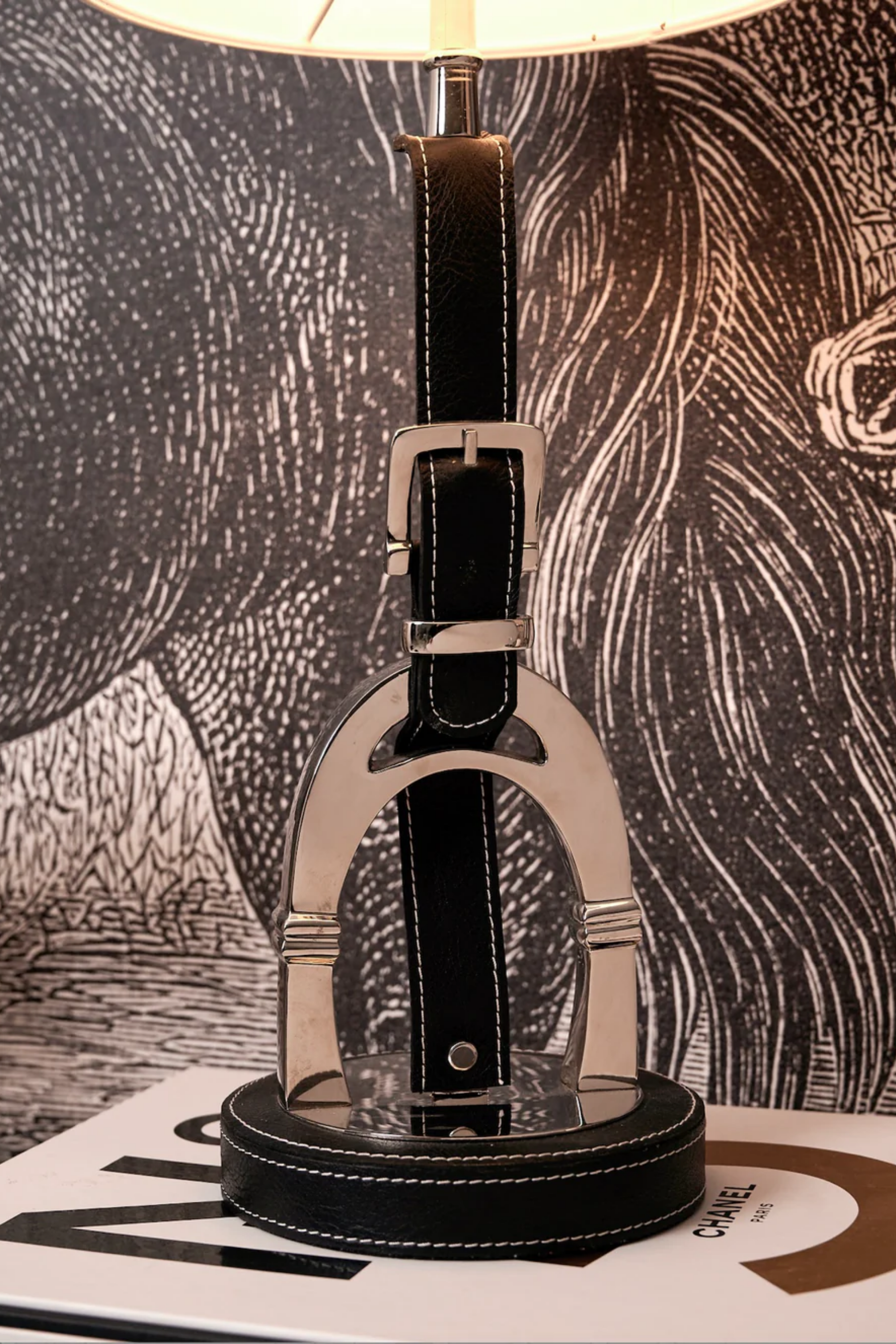 Stirrup Leather Lamp Stand - Black