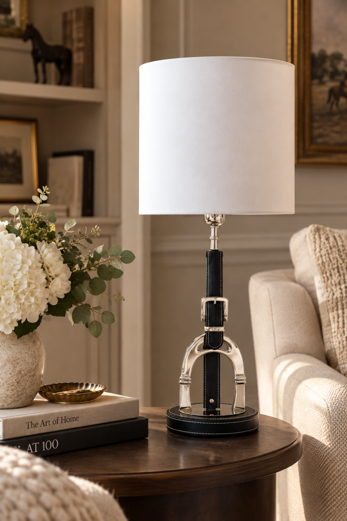 Stirrup Leather Lamp Stand - Black