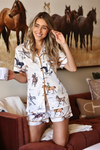 sheshow stylish equestrian sunset ride satin pajama set 