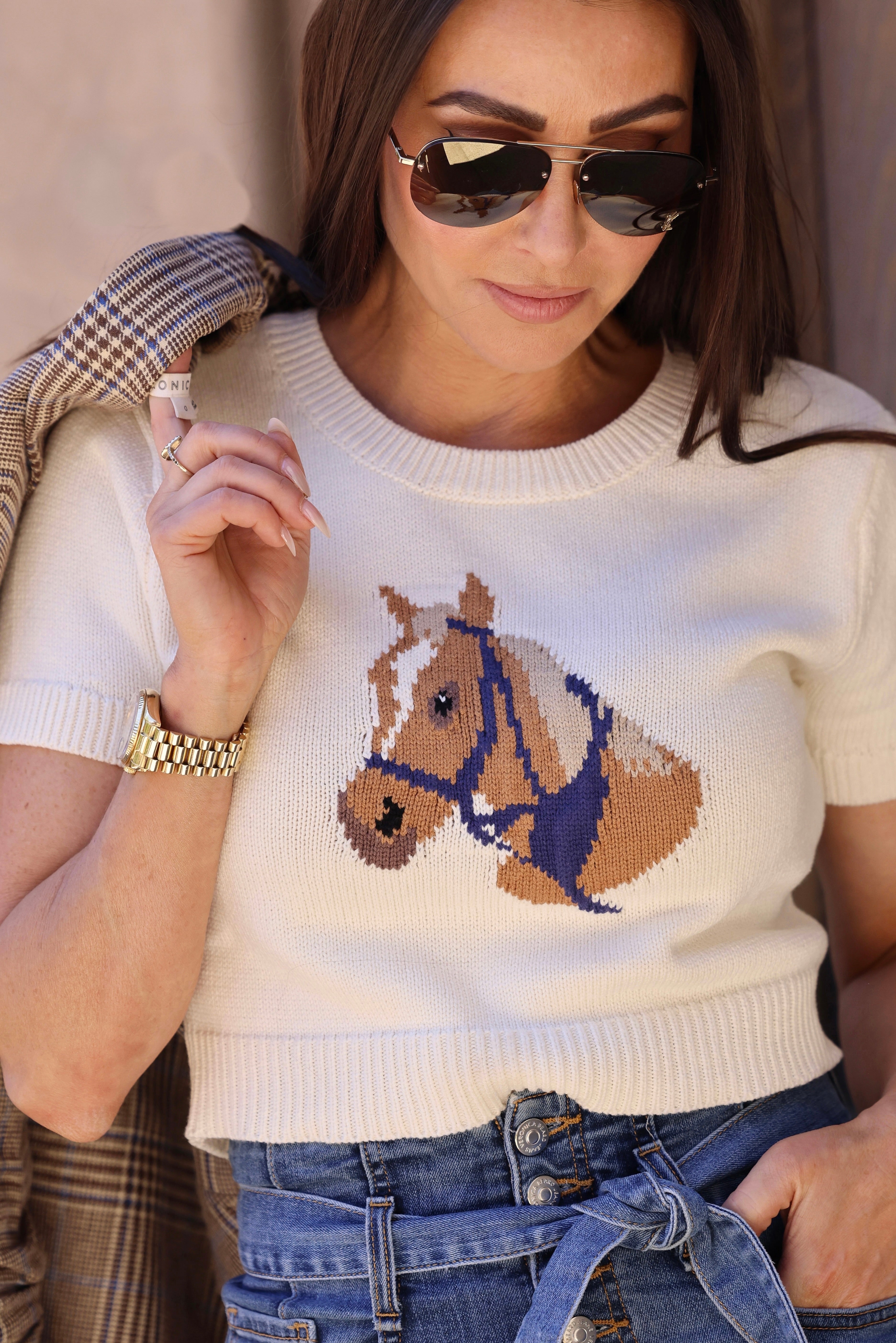 Le Lis Sydnee Horse Sweater Top