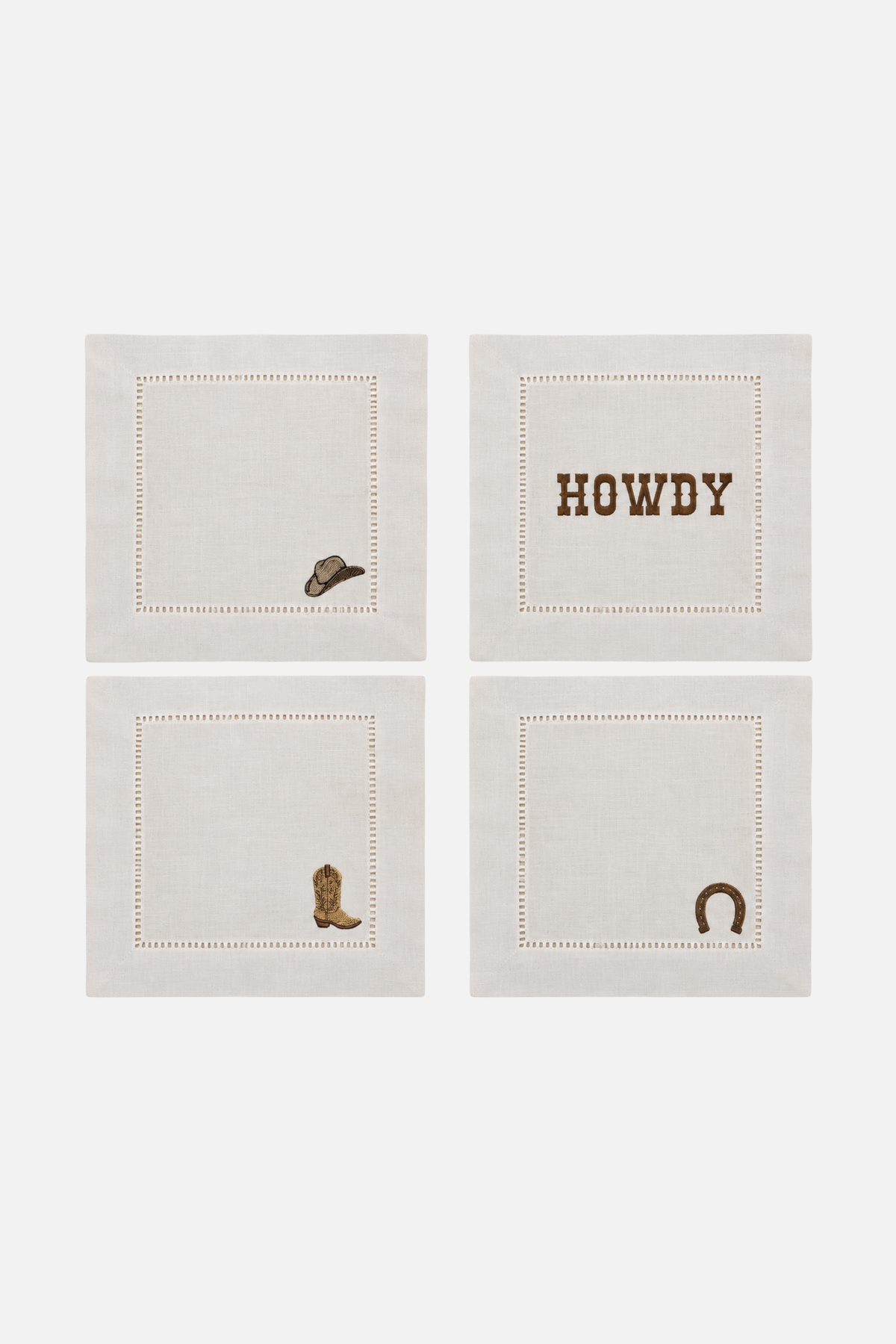 Western Embroidered Cocktail Napkin Set