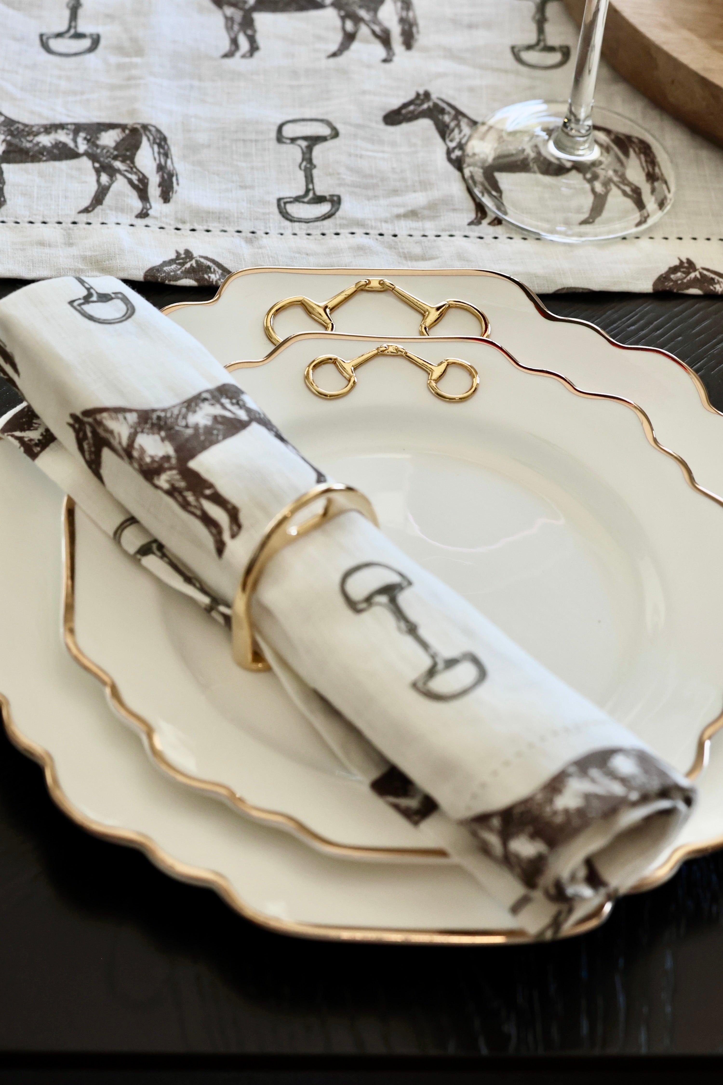 arthur court stylish equestrian windsor horse bit dinnerware