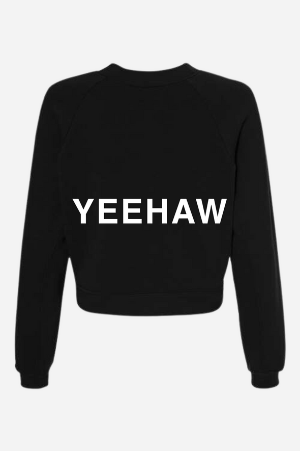stylish equestrian yee haw cropped sweatshirt black