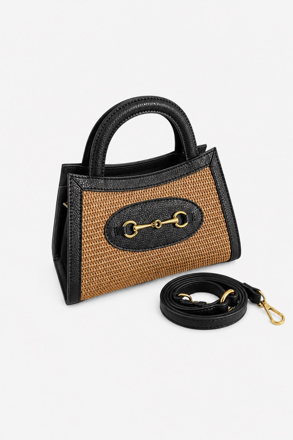 Alix Raffia Bit Bag - Black