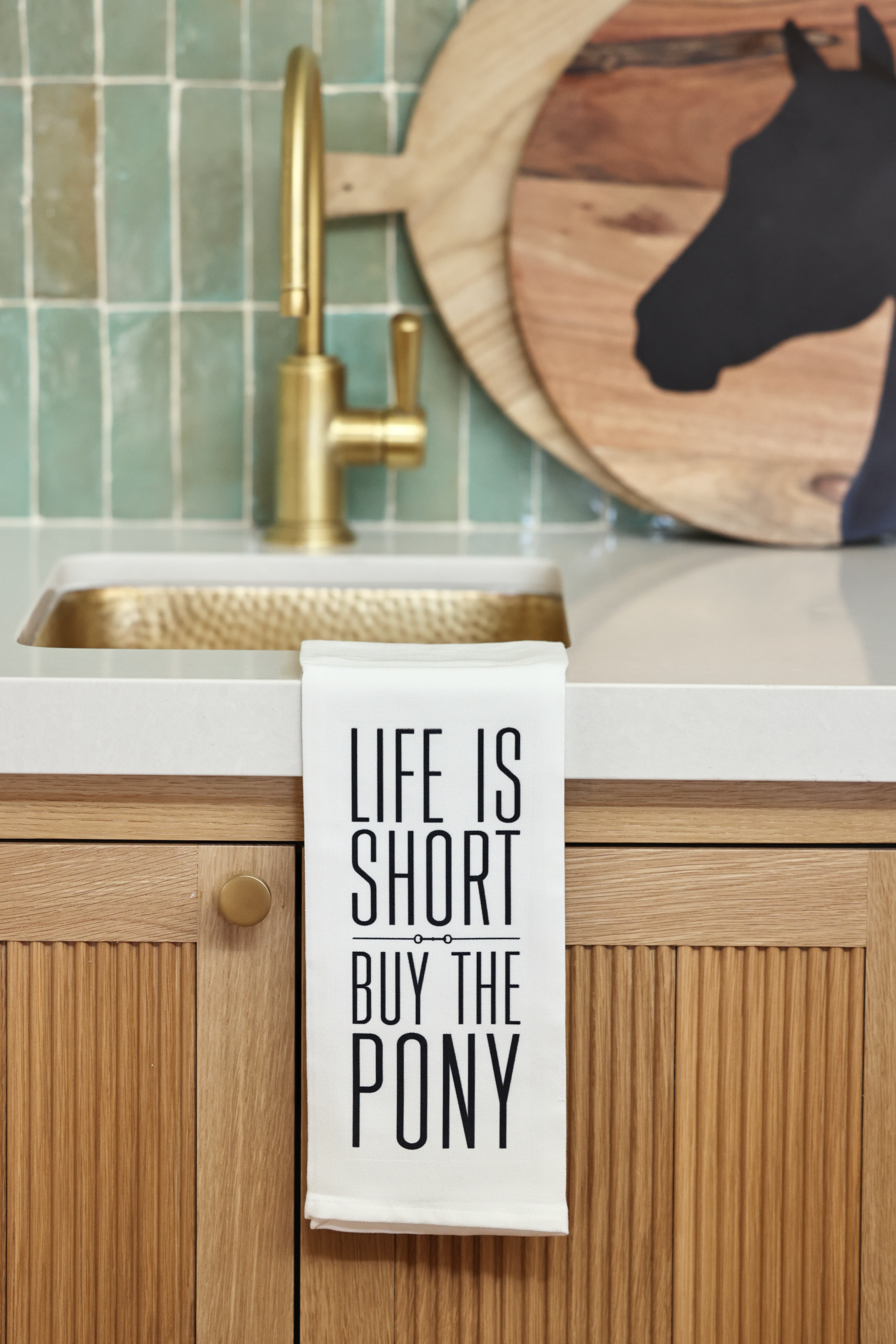 toss designs stylish equestrian life is short buy the pony kitchen hand towel