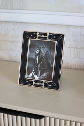 adamsbro stylish equestrian carter black leather photo frame