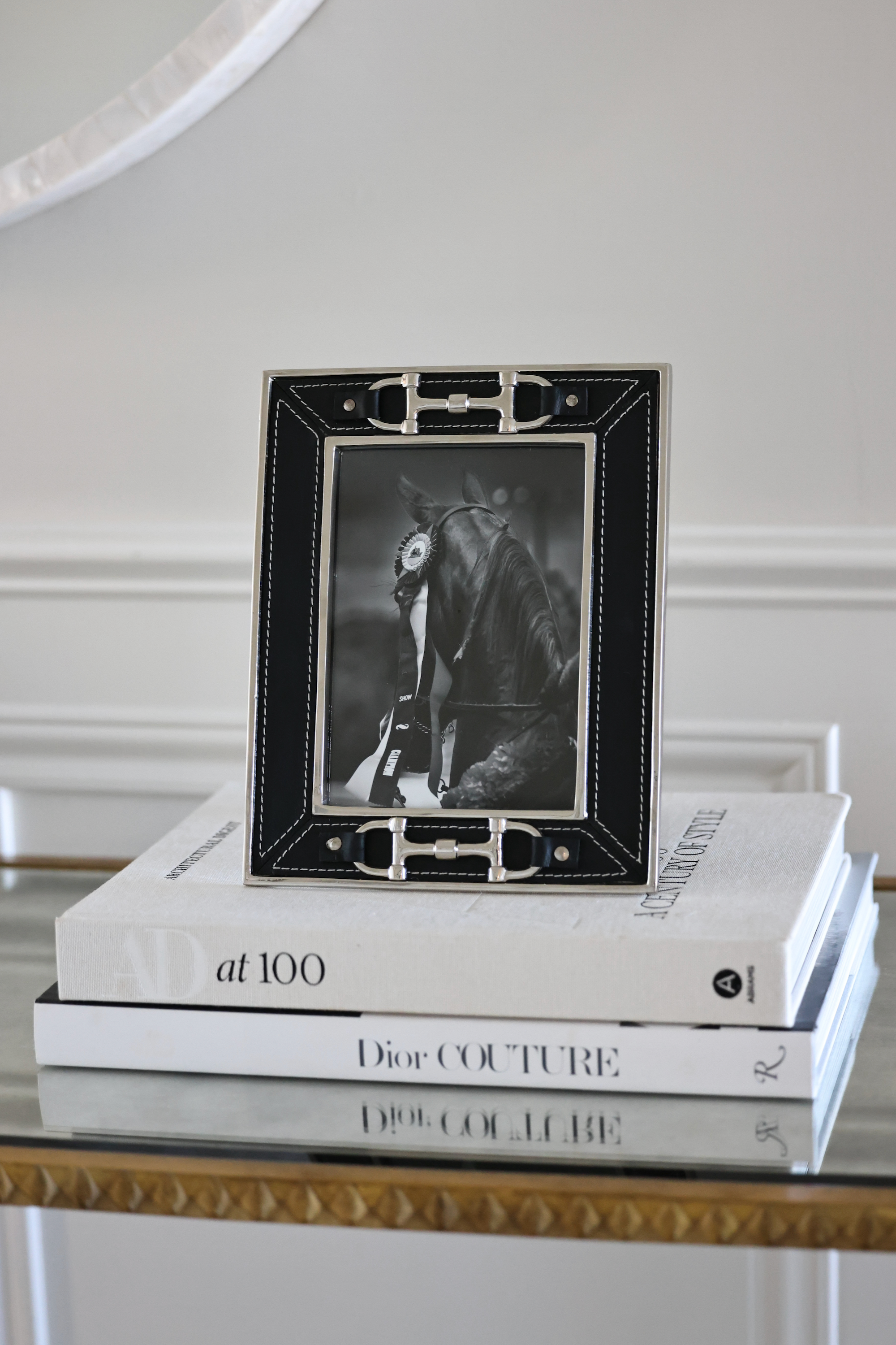 adamsbro stylish equestrian carter black leather photo frame