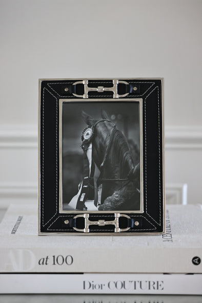 adamsbro stylish equestrian carter black leather photo frame