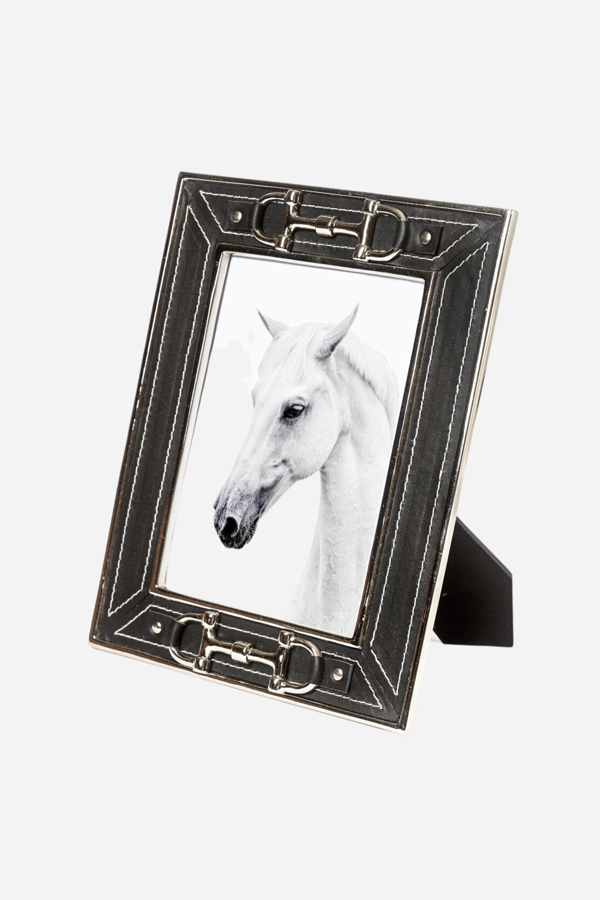 adamsbro stylish equestrian carter black leather photo frame