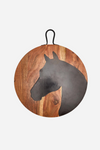 twos company stylish equestrian chevaux wooden horse serving board 