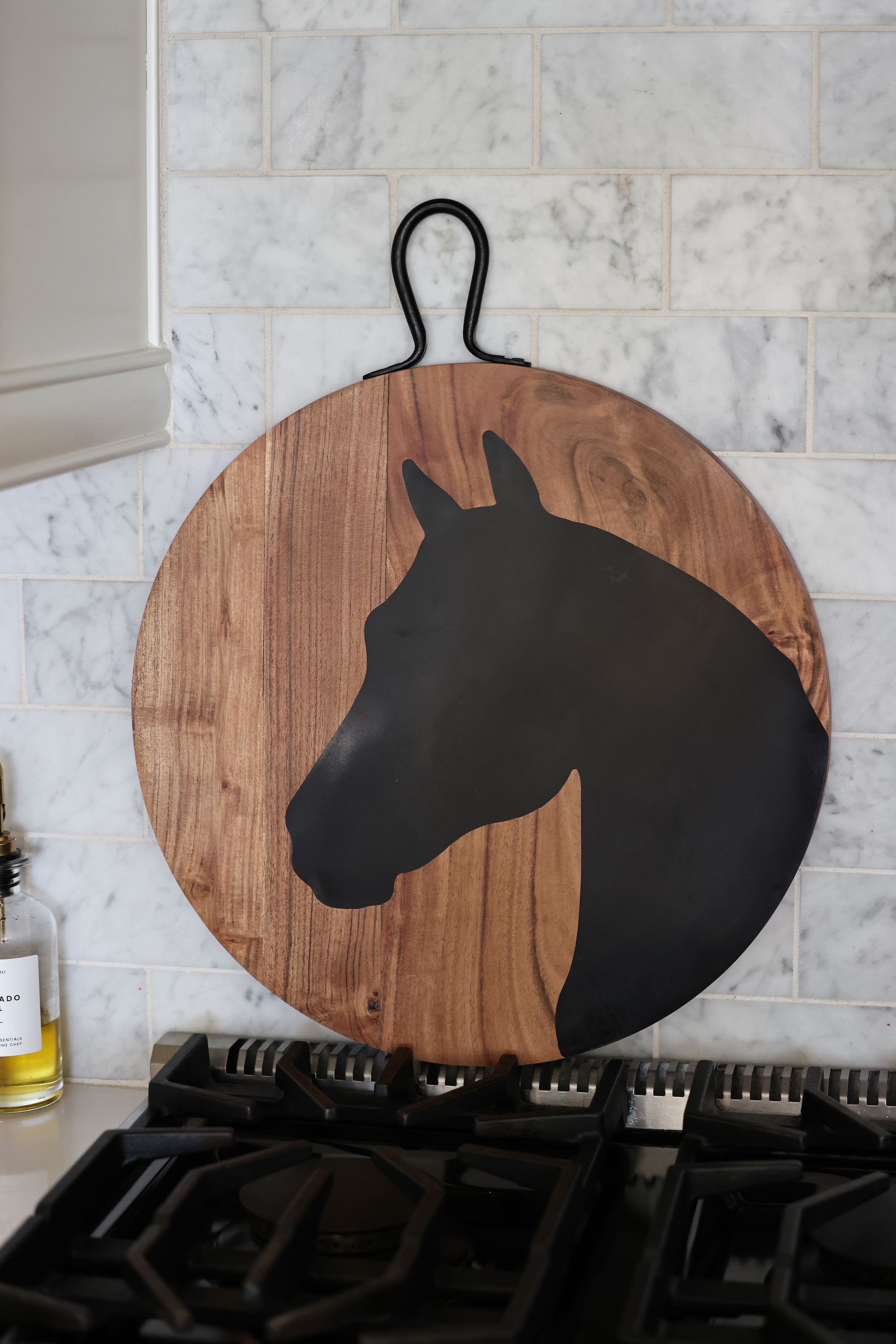 twos company stylish equestrian chevaux wooden horse serving board