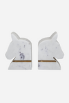 a&b home inc. stylish equestrian claire marble horse head bookend set