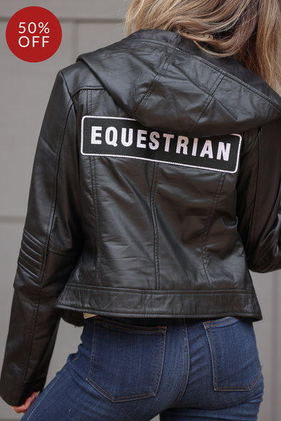 stylish equestrian equestrian patch leather jacket