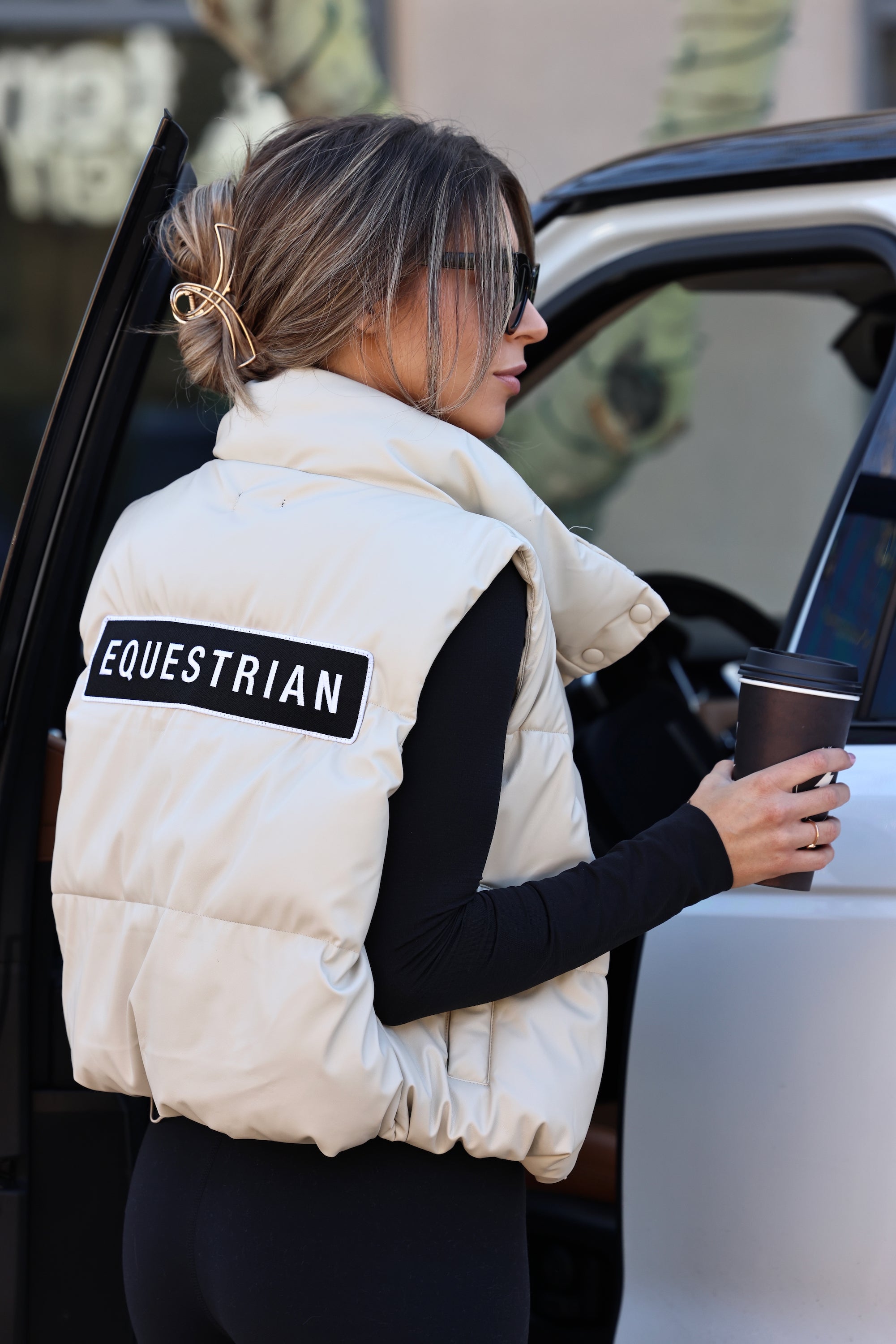 fashion district stylish equestrian equestrian puffer vest