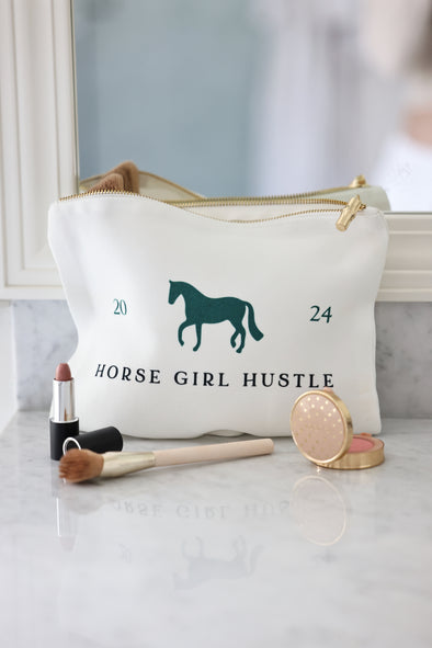 toss designs stylish equestrian horse girl hustle flat zip pouch