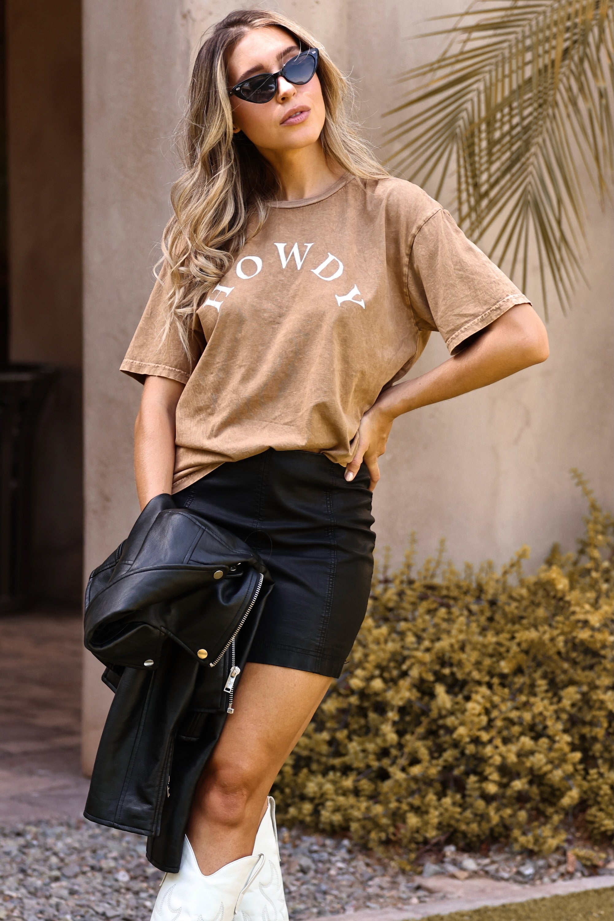 oat collective stylish equestrian howdy tee taupe