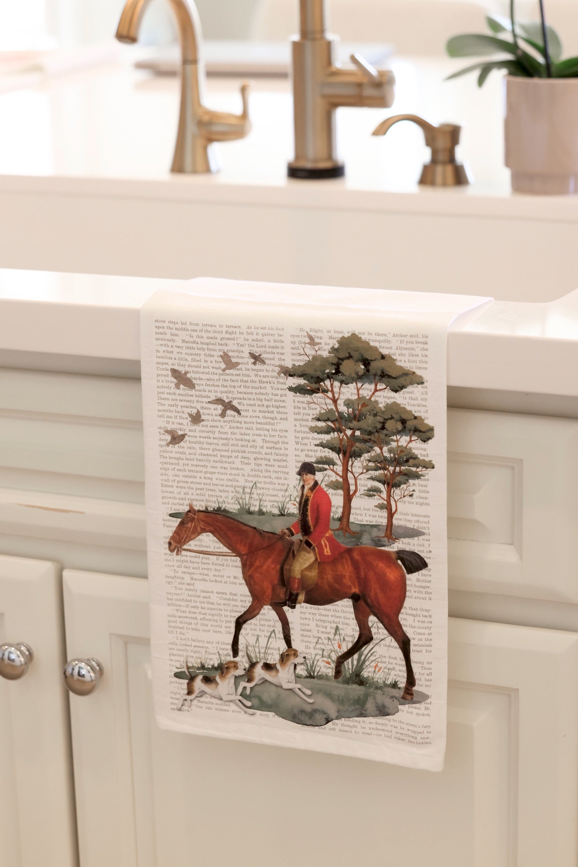 avery lane stylish equestrian fox hunter cotton hand towel 