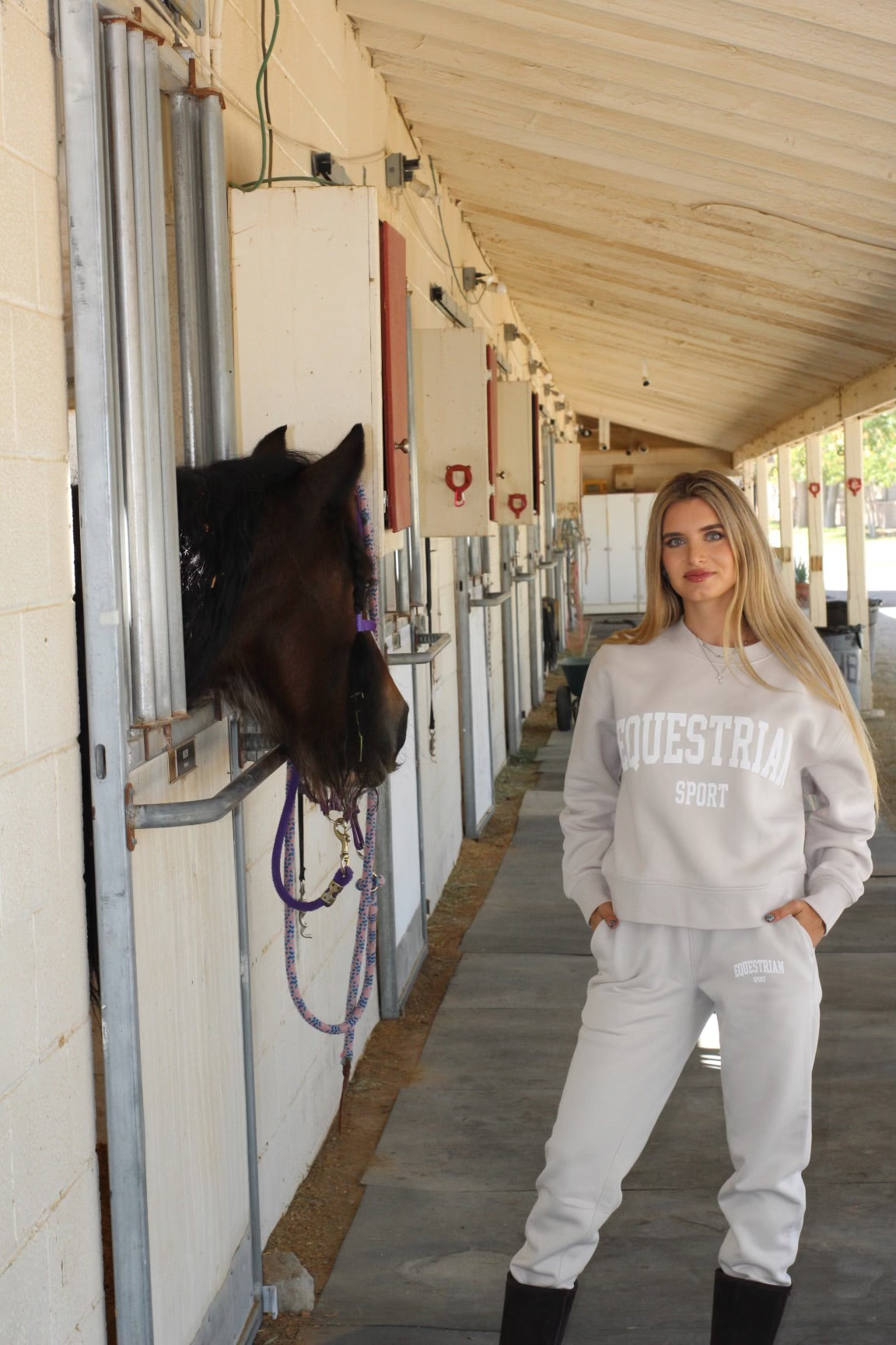 Equestrian Sport Sweatshirt - Bone