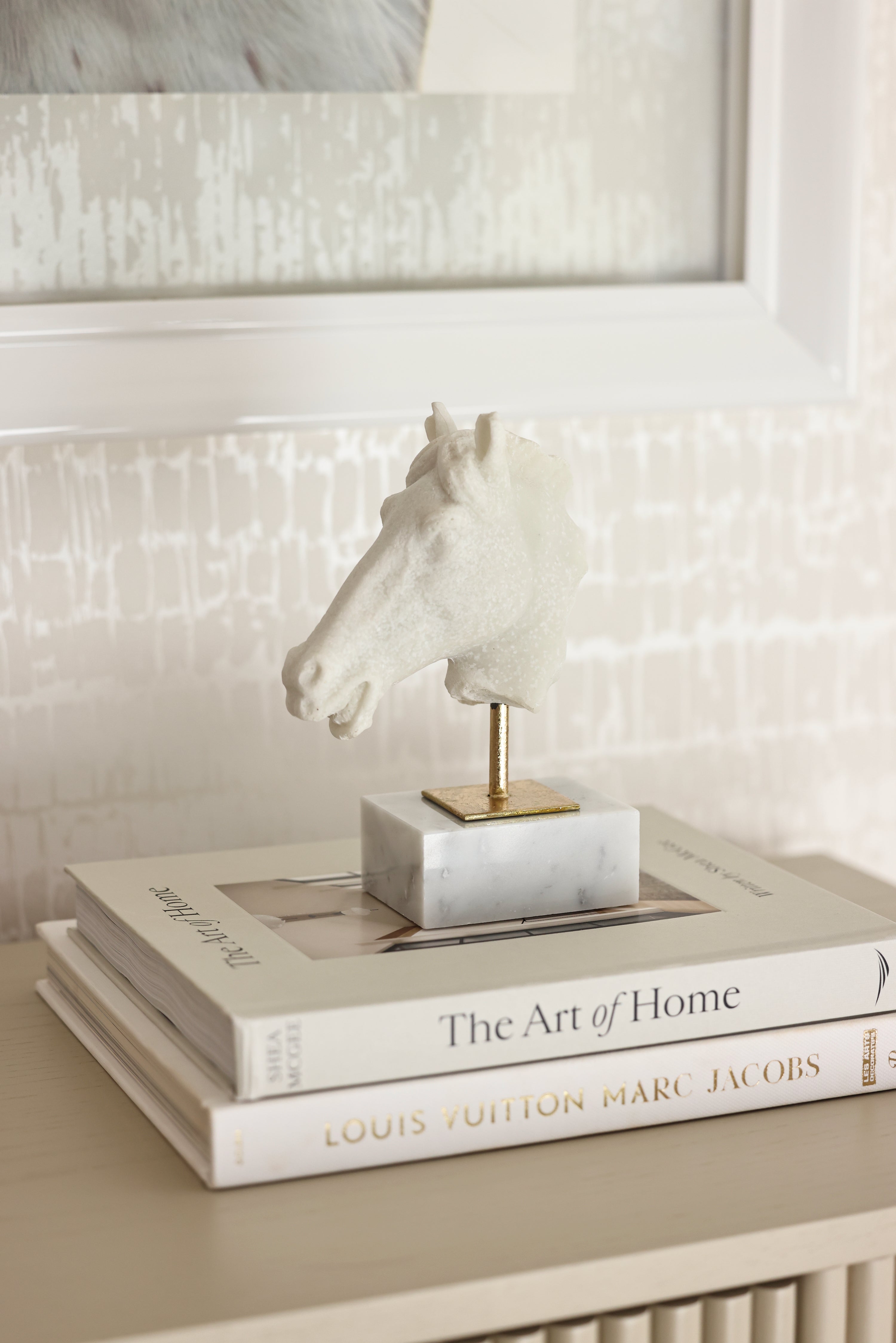 adamsbro stylish equestrian isla marble horse head accent statue