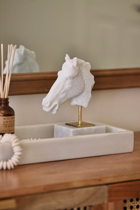 adamsbro stylish equestrian isla marble horse head accent statue