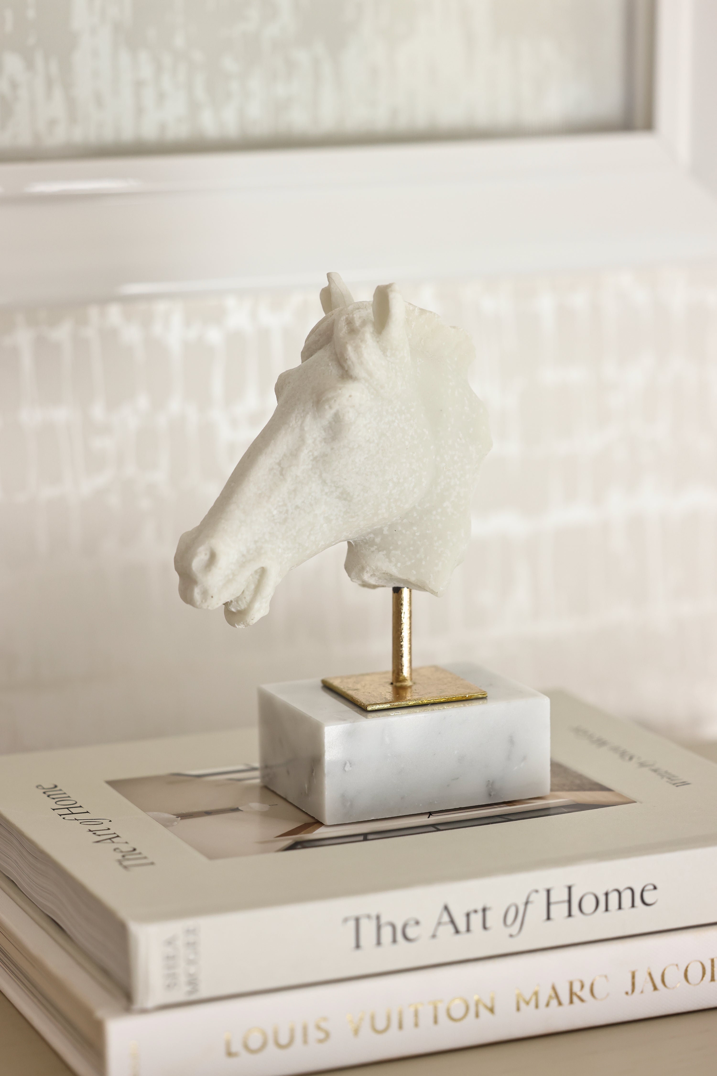 adamsbro stylish equestrian isla marble horse head accent statue