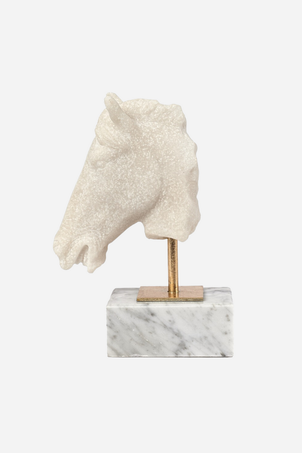 adamsbro stylish equestrian isla marble horse head accent statue 