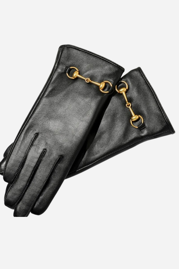 stylish equestrian leather gloves with horse bit