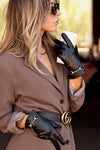 stylish equestrian ivy leather gloves with horse bit