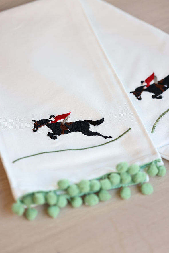 pomegranate stylish equestrian jockey tea towel
