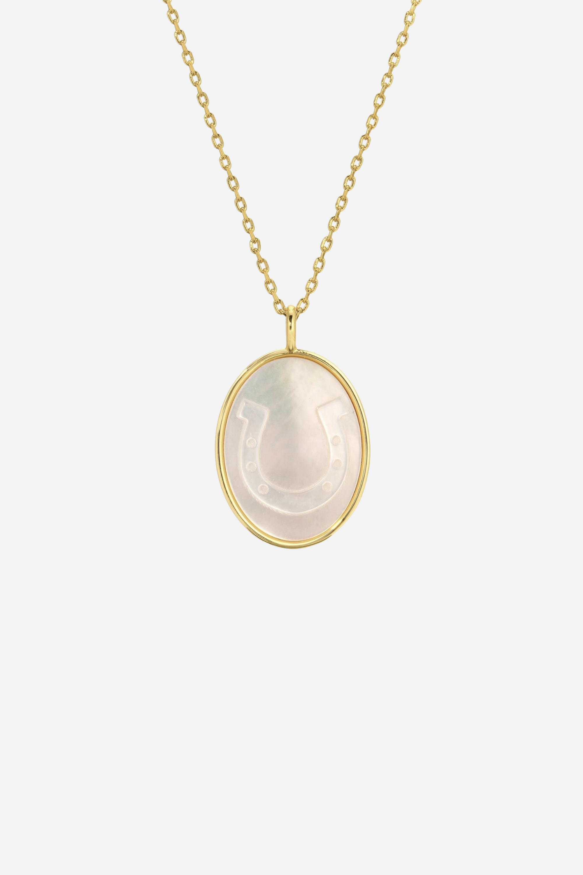 stylish equestrian splendid iris lucky cowgirl etched shell mother of pearl necklace