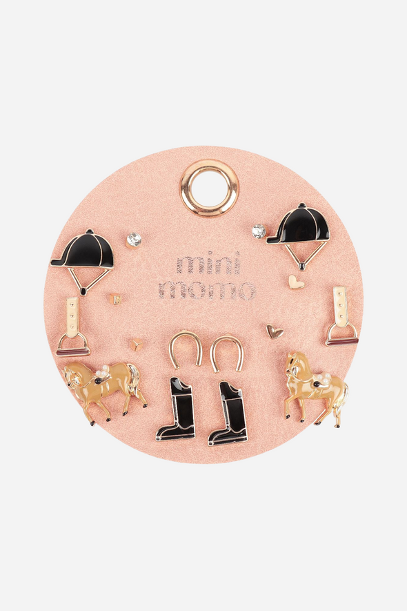 mini momo stylish equestrian mini equestrian earring set