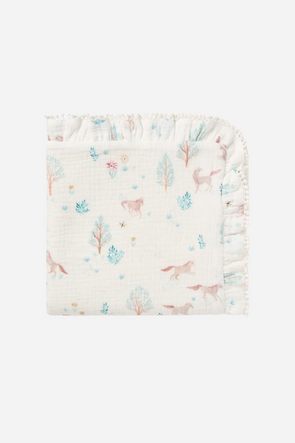 elegant baby stylish equestrian pony meadow muslin fur back blanket