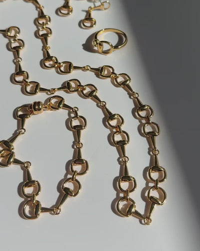 Luv AJ Madison Necklace - Gold Horsebit charm necklace with magnetic clasp closure