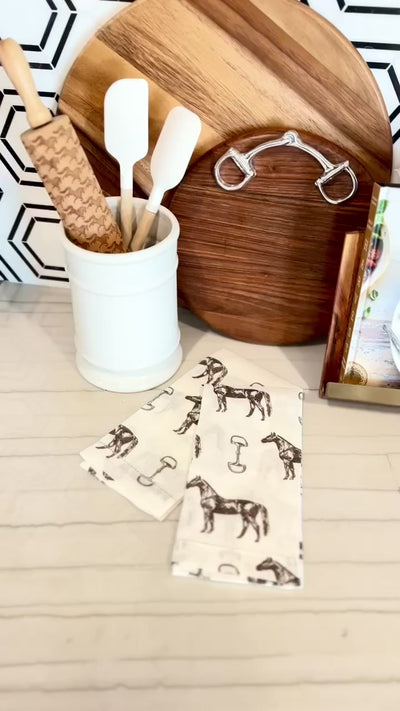 Pomegranate Stylish Equestrian Horse and Snaffle Tea Towel Set